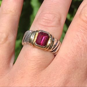 David Yurman Pink Tourmaline 14K Cable Ring